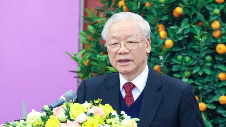 Tổng Bí thư Nguyễn Phú Trọng gửi lời chúc Tết đến các đồng chí lão thành cách mạng, các đồng chí lãnh đạo, nguyên lãnh đạo Đảng, Nhà nước, Mặt trận Tổ quốc Việt Nam, cùng toàn thể đồng chí, đồng bào, chiến sĩ cả nước, đồng bào ta ở nước ngoài. Ảnh: VGP/Nhật Bắc Tổng Bí thư Nguyễn Phú Trọng gửi lời chúc Tết đến các đồng chí lão thành cách mạng, các đồng chí lãnh đạo, nguyên lãnh đạo Đảng, Nhà nước, Mặt trận Tổ quốc Việt Nam, cùng toàn thể đồng chí, đồng bào, chiến sĩ cả nước, đồng bào ta ở nước ngoài. Ảnh: VGP/Nhật Bắc