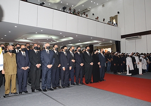 Các đồng chí lãnh đạo, nguyên lãnh đạo Đảng, Nhà nước dự lễ truy điệu. - Ảnh: VGP Các đồng chí lãnh đạo, nguyên lãnh đạo Đảng, Nhà nước dự lễ truy điệu. - Ảnh: VGP