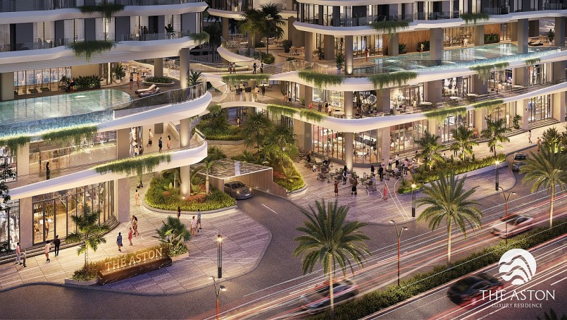 Phối cảnh phố đi bộ trên không tại dự án.