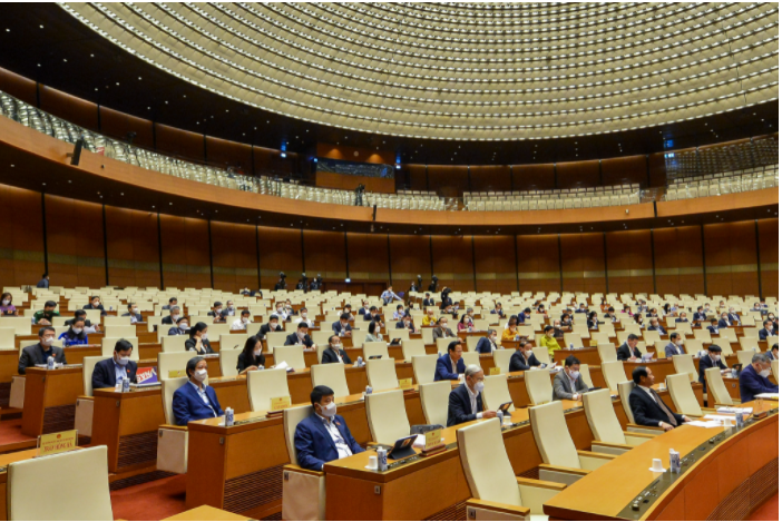 Các đại biểu tham dự phiên chất vấn tại điểm cầu Nhà Quốc hội