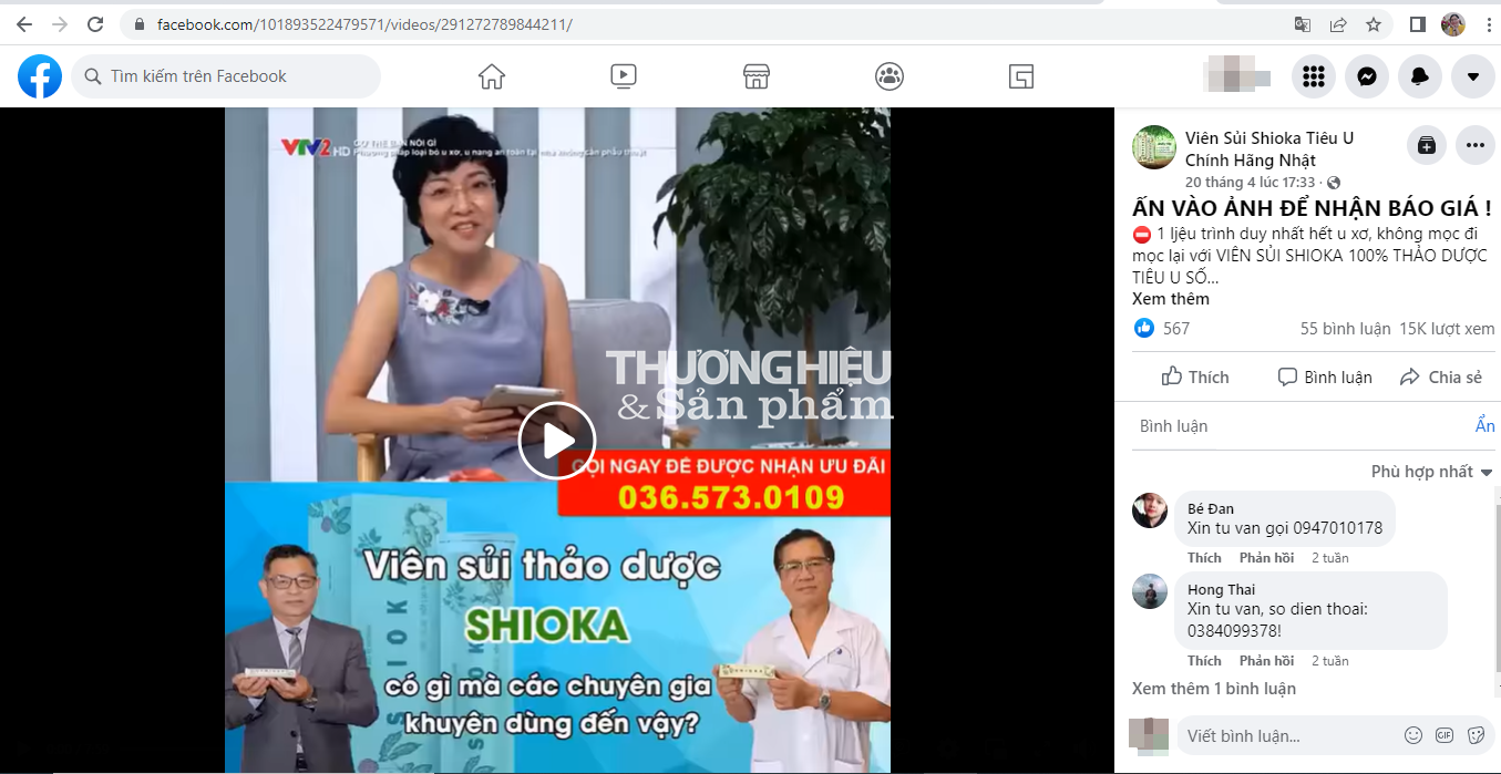 Cảnh báo TPBVSK Shioka đang vi phạm quy định của pháp luật về quảng cáo