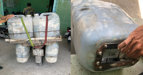 Đội QLTT số 3 phát hiện tang vật được cất giấu trong can nhựa 02 đáy Đội QLTT số 3 phát hiện tang vật được cất giấu trong can nhựa 02 đáy