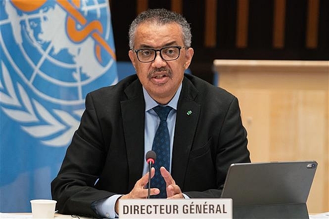 Tổng Giám đốc WHO Tedros Ghebreyesus phát biểu tại một cuộc họp ở Geneva (Thụy Sĩ), ngày 21/1/2021. (Ảnh: AFP/TTXVN)