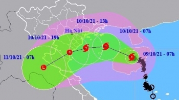 Bão số 7 hướng vào đất liền các tỉnh Nam đồng bằng Bắc Bộ và Bắc Trung Bộ