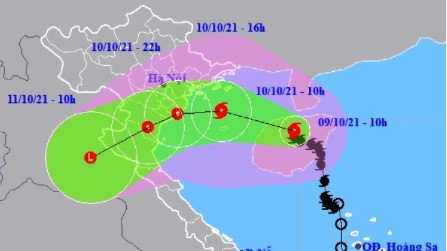 Báo số 7 hướng vào các tỉnh từ Hải Phòng đến Thanh Hóa