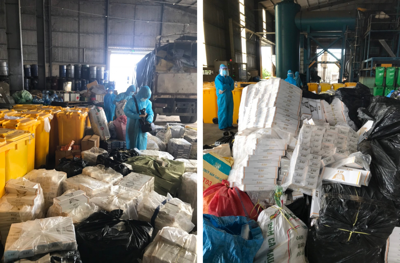 Đồng Tháp tiêu hủy gần 400.000 bao thuốc lá điếu nhập lậu