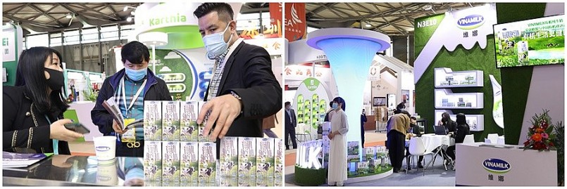 Khách hàng tìm hiểu về các sản phẩm sữa tươi của Vinamilk tại Triển lãm FHC Thượng Hải 2021