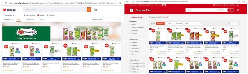 Các sản phẩm của Del Monte-Vinamilk đã có mặt tại các gian hàng chính thức trên kênh thương mại điện tử như Shopee và Lazada tại Philippines