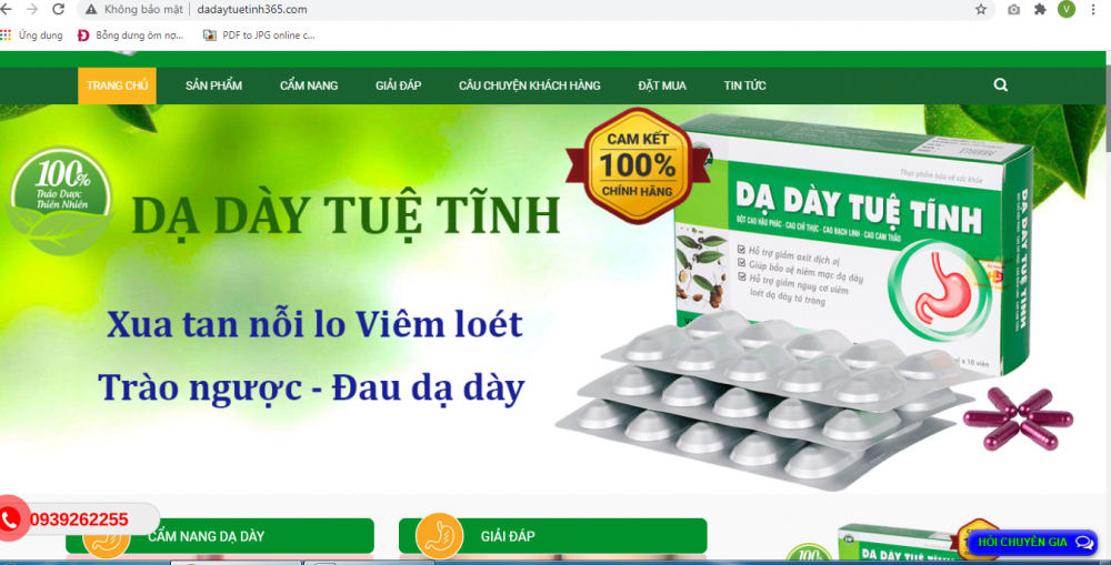 Khuyến cáo: Loạt webiste quảng cáo sai sự thật về TPBVSK Dạ dày Tuệ Tĩnh