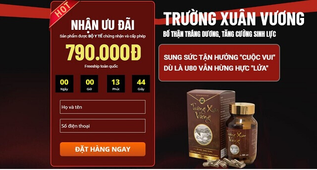 Cảnh báo TPBVSK Trường Xuân Vương đang được quảng cáo như thuốc chữa bệnh Cảnh báo TPBVSK Trường Xuân Vương đang được quảng cáo như thuốc chữa bệnh