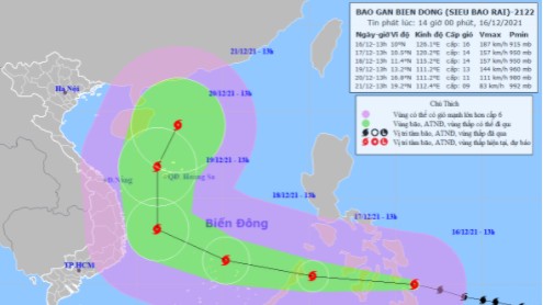 Bão RAI giật trên cấp 17, tiến nhanh vào Biển Đông