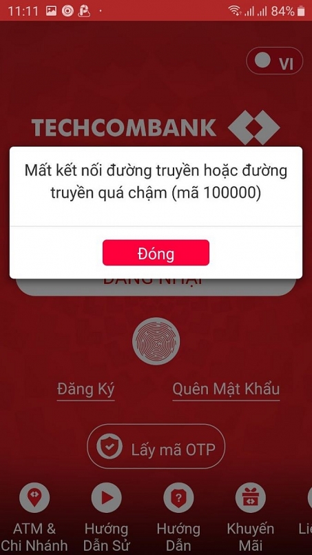 Hệ thống ngân hàng điện tử của Techcombank báo lỗi trong sáng ngày 5/2 Hệ thống ngân hàng điện tử của Techcombank báo lỗi trong sáng ngày 5/2