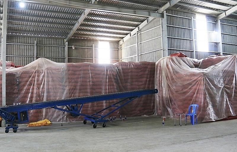 Tiến hành kiểm kho của đối tượng hàng của Tha và Thắng, lực lượng chức năng phát hiện gần 100 tấn đậu xanh không có hóa đơn chứng từ hợp lệ. Tiến hành kiểm kho của đối tượng hàng của Tha và Thắng, lực lượng chức năng phát hiện gần 100 tấn đậu xanh không có hóa đơn chứng từ hợp lệ.