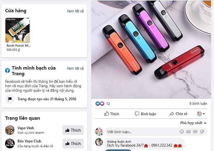 Giao diện Tài khoản Facebook của đối tượng