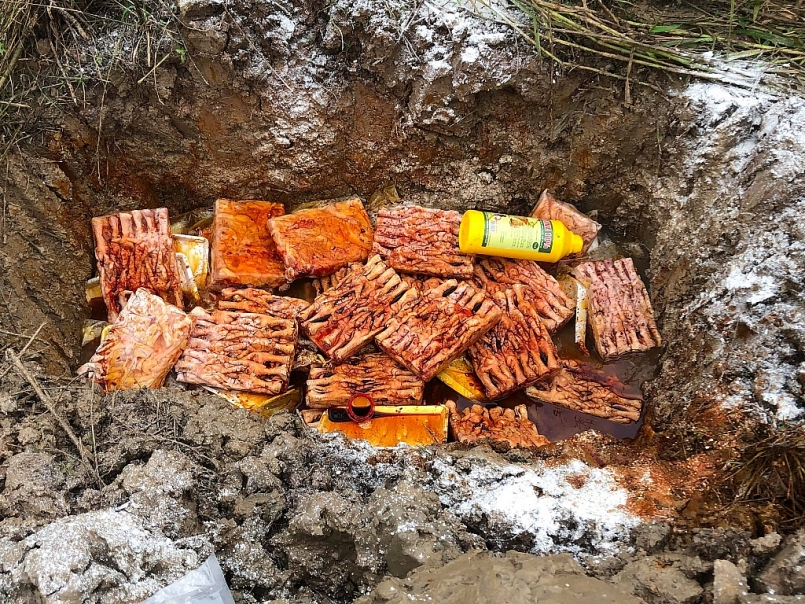 60 kg chân gà trôi nổi không rõ xuất xứ bị tiêu hủy 60 kg chân gà trôi nổi không rõ xuất xứ bị tiêu hủy