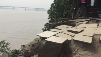 Hà Nội: Công bố tình trạng khẩn cấp sự cố sạt lở bờ hữu sông Hồng tại xã Đông Quang