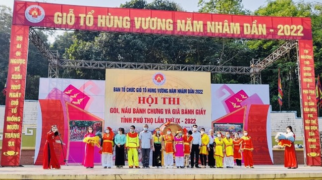 Hội thi gói bánh chưng, bánh giầy nhân dịp Giỗ Tổ Hùng Vương 2022