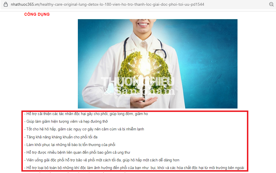 Cẩn trọng khi mua sản phẩm Healthy Care Original Lung Detox
