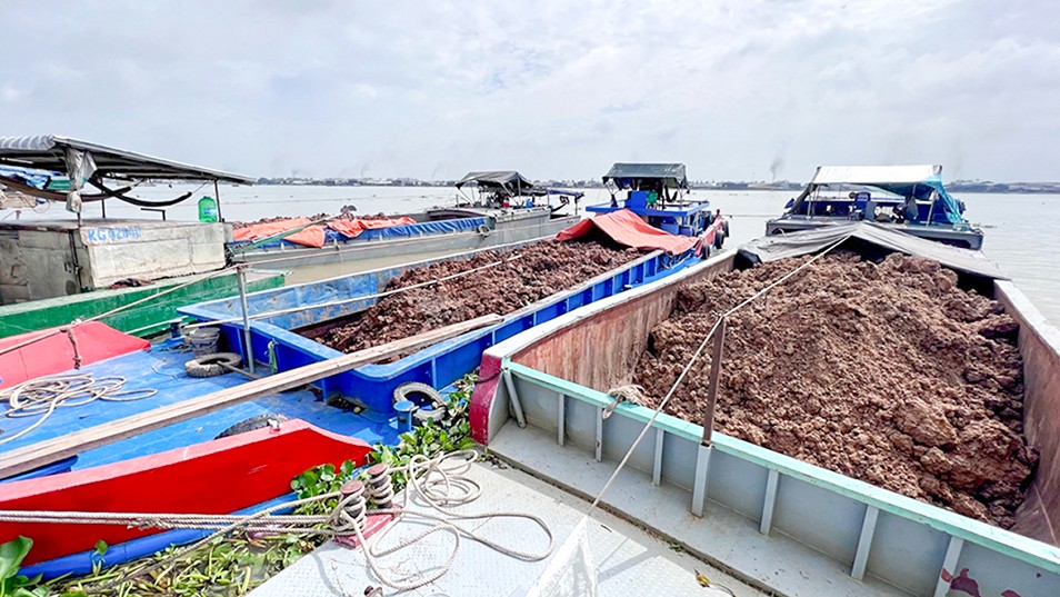 An Giang: Phát hiện 7 sà lan, ghe sắt vận chuyển số lượng lớn đất trái phép