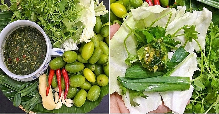 Bắp cải cuốn nhót xanh