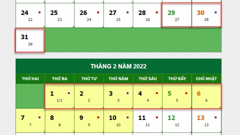 Lịch nghỉ Tết Nguyên đán 2022 chính thức Lịch nghỉ Tết Nguyên đán 2022 chính thức