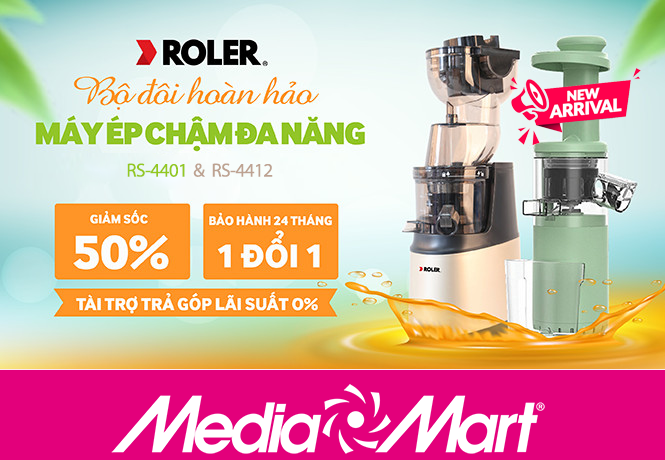 Bản tin khuyến mại ngày 30/3: MediaMart tặng phiếu mua hàng lên tới gần 3 triệu đồng khi mua máy ép chậm đa năng