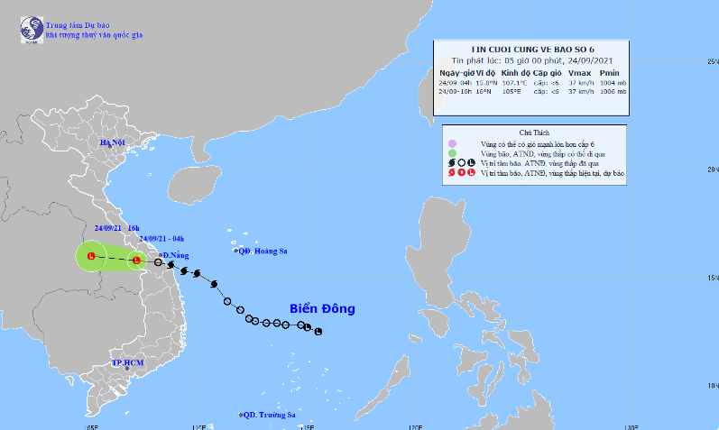 Bão số 6 (bão Dianmu) suy yếu thành áp thấp nhiệt đới, gây mưa lớn ở nhiều nơi
