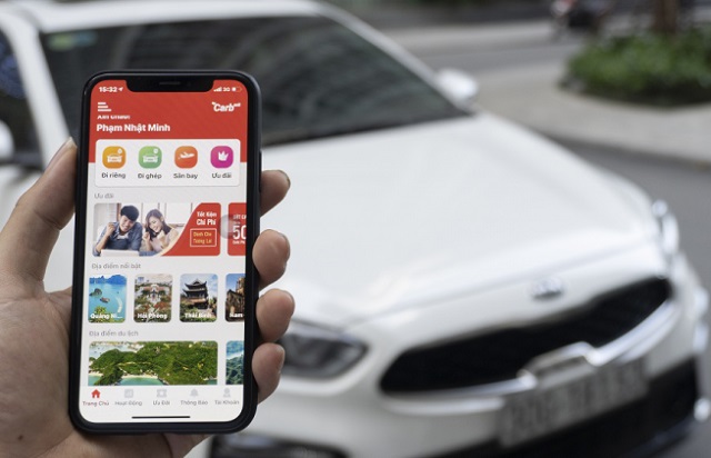 Giao diện đặt xe của ứng dụng Carback