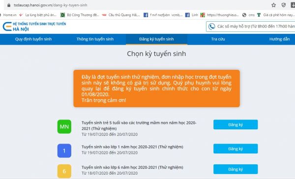Thử nghiệm tuyển sinh trực tuyến tại Hà Nội