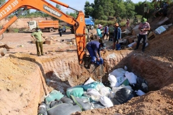 Quảng Bình: Tiêu hủy gần 9 tấn găng tay không còn giá trị sử dụng
