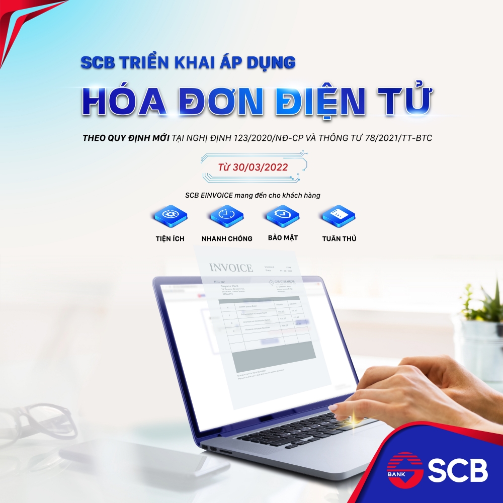 SCB chuyển đổi áp dụng hóa đơn điện tử theo Nghị định 123/2020/NĐ-CP