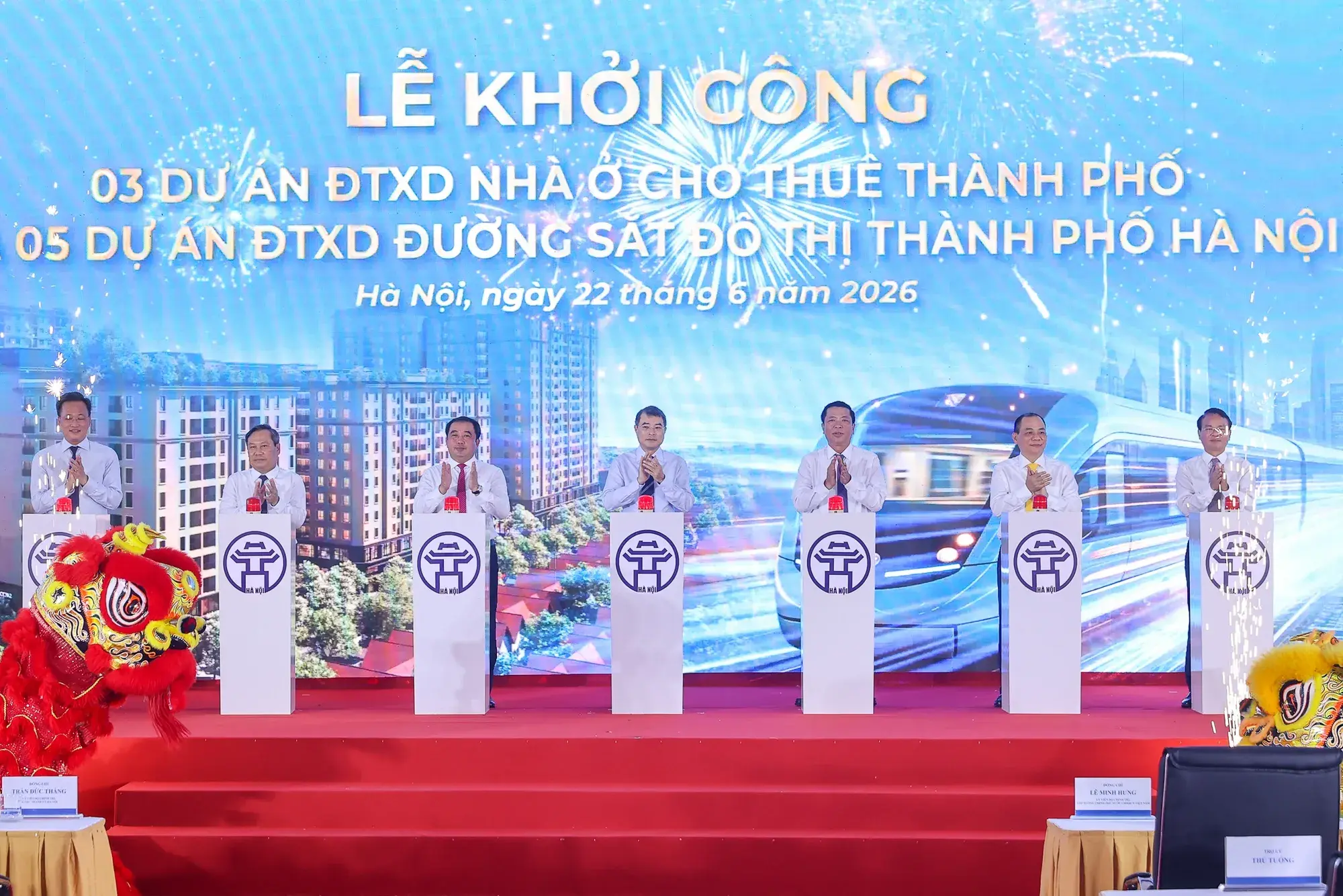 Thủ tướng dự lễ khởi công 5 tuyến đường sắt, 3 dự án nhà ở cho thuê tại Hà Nội